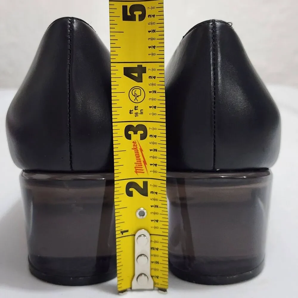Stuart Weitzman Carole 50 pumps Black Leather Translucent Block Heel Size 11N